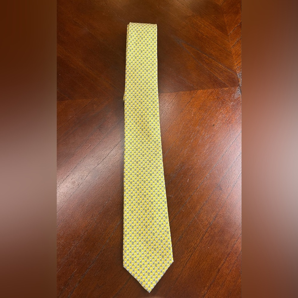 NEW Hermes Yellow and Blue Geometric Men's Tie